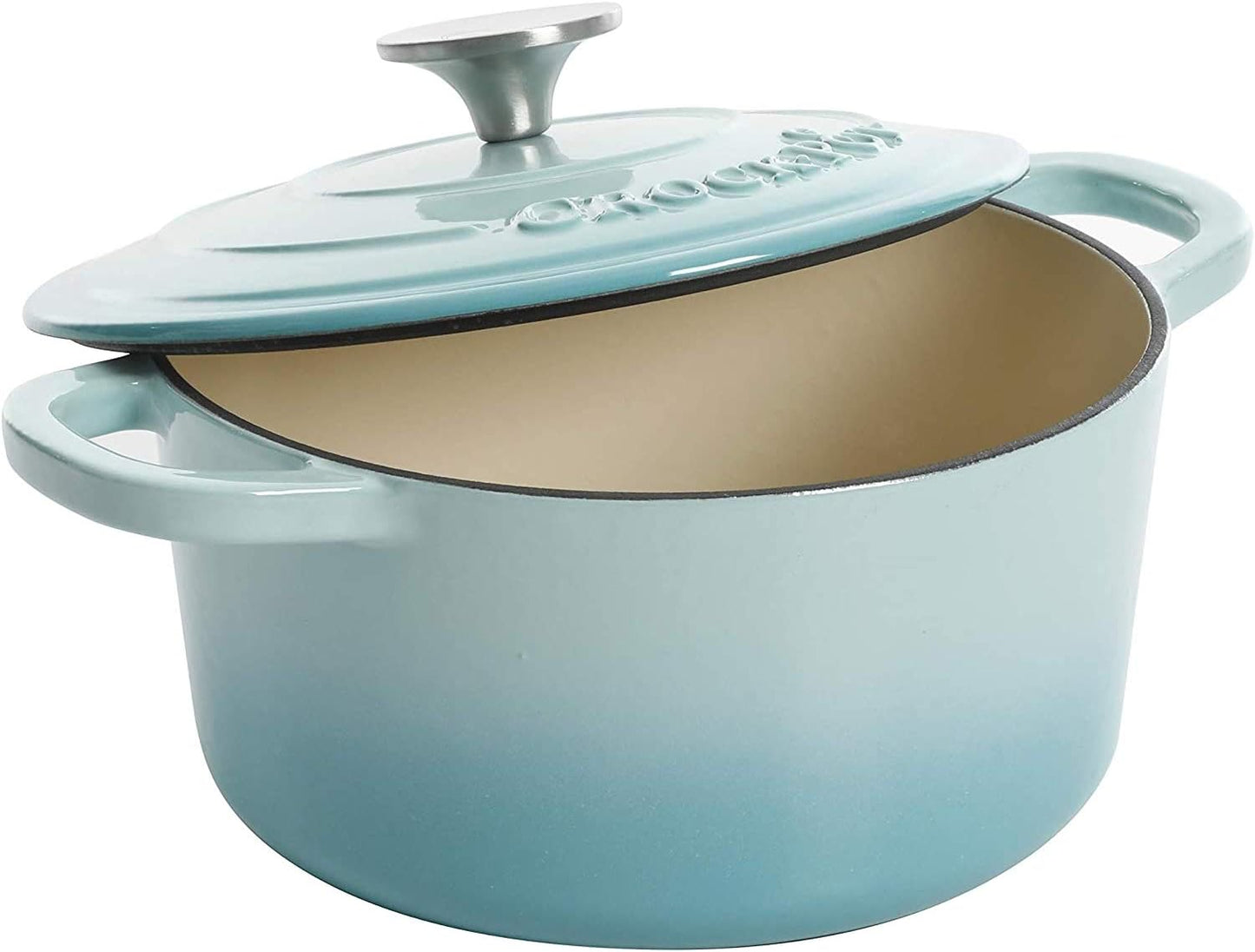 3 Quart Enameled Cast Iron Dutch Oven – Aqua - Curated Catalog P5